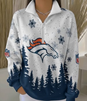Denver Broncos 2025 Edition Quarter Zip Corduroy Sweatshirt for Christmas AMCCLG001500