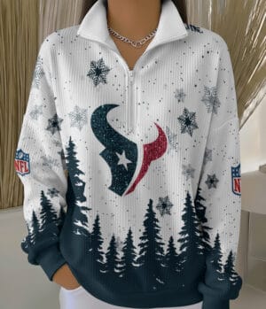 Houston Texans 2025 Edition Quarter Zip Corduroy Sweatshirt for Christmas AMCCLG001506