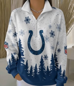 Indianapolis Colts 2025 Edition Quarter Zip Corduroy Sweatshirt for Christmas AMCCLG001477