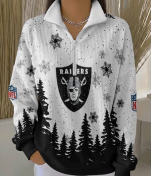 Las Vegas Raiders 2025 Edition Quarter Zip Corduroy Sweatshirt for Christmas AMCCLG001464