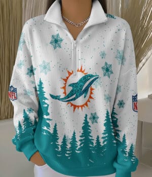 Miami Dolphins 2025 Edition Quarter Zip Corduroy Sweatshirt for Christmas AMCCLG001509