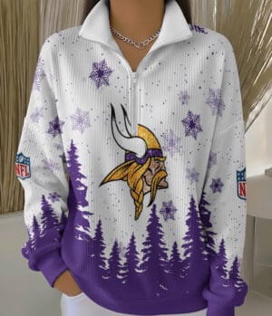 Minnesota Vikings 2025 Edition Quarter Zip Corduroy Sweatshirt for Christmas AMCCLG001465