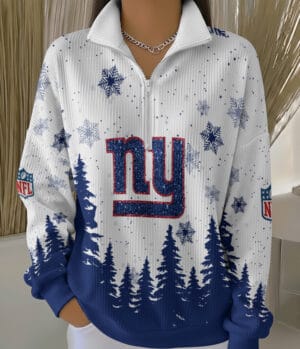 New York Giants 2025 Edition Quarter Zip Corduroy Sweatshirt for Christmas AMCCLG001523