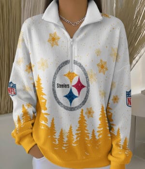 Pittsburgh Steelers 2025 Edition Quarter Zip Corduroy Sweatshirt for Christmas AMCCLG001489