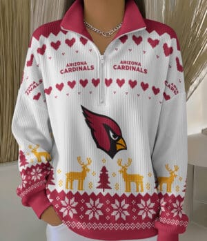 Arizona Cardinals 2025 Edition Quarter Zip Corduroy Sweatshirt for Christmas AMCCLG001466