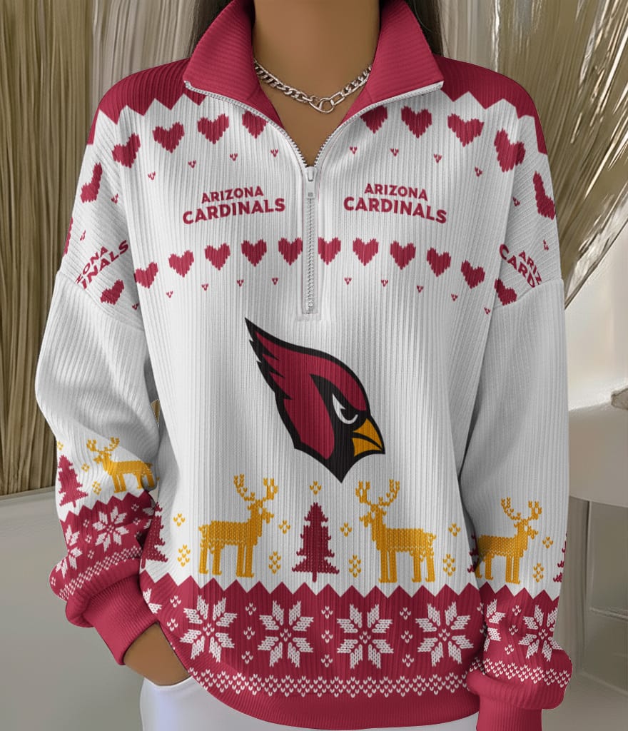 Arizona Cardinals 2025 Edition Quarter Zip Corduroy Sweatshirt for Christmas AMCCLG001466