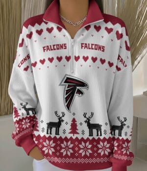 Atlanta Falcons 2025 Edition Quarter Zip Corduroy Sweatshirt for Christmas AMCCLG001439