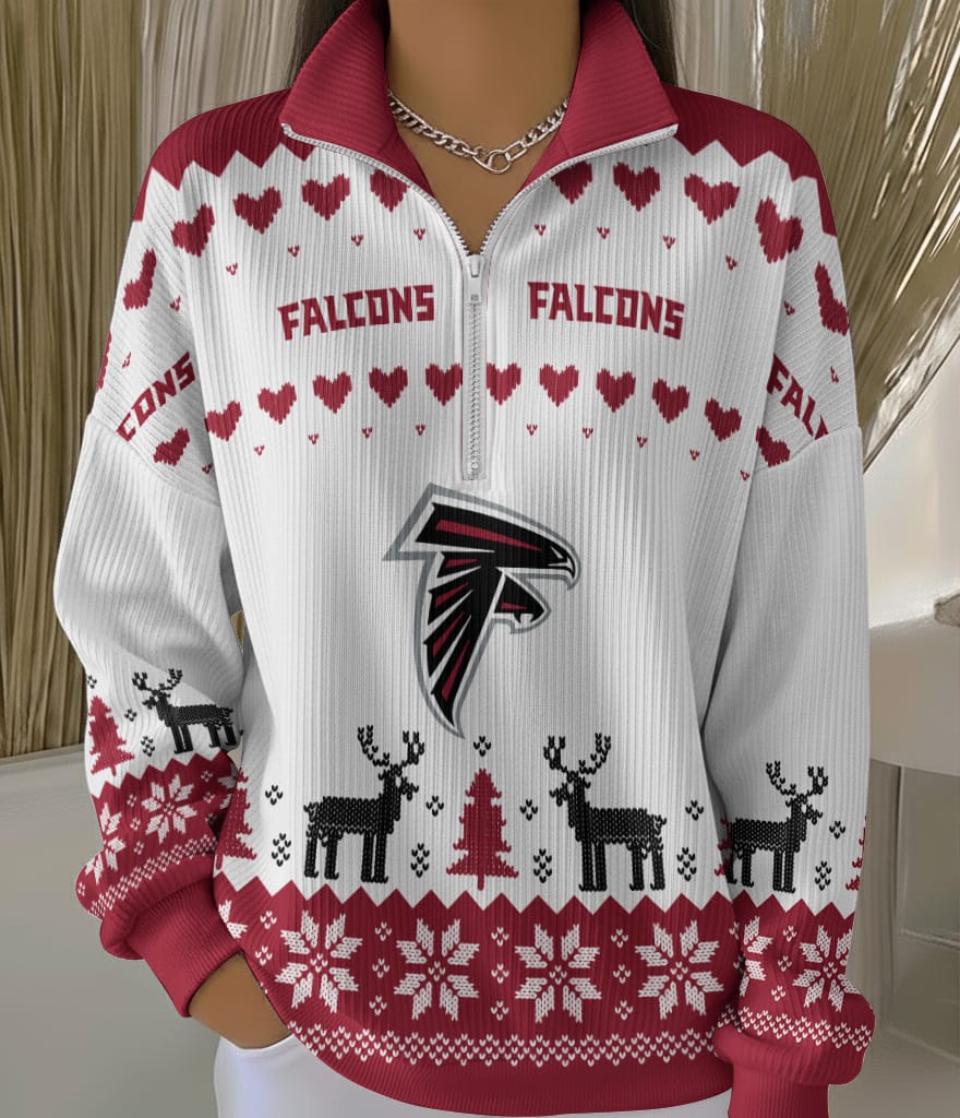 Atlanta Falcons 2025 Edition Quarter Zip Corduroy Sweatshirt for Christmas AMCCLG001439