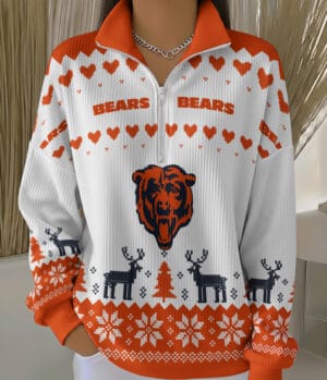 Chicago Bears 2025 Edition Quarter Zip Corduroy Sweatshirt for Christmas AMCCLG001461