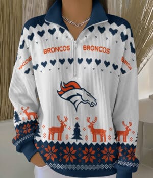 Denver Broncos 2025 Edition Quarter Zip Corduroy Sweatshirt for Christmas AMCCLG001504