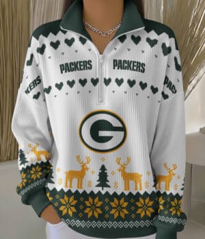 Green Bay Packers 2025 Edition Quarter Zip Corduroy Sweatshirt for Christmas AMCCLG001468