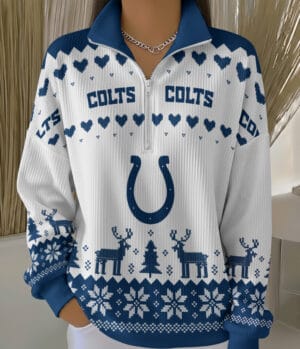 Indianapolis Colts 2025 Edition Quarter Zip Corduroy Sweatshirt for Christmas AMCCLG001481