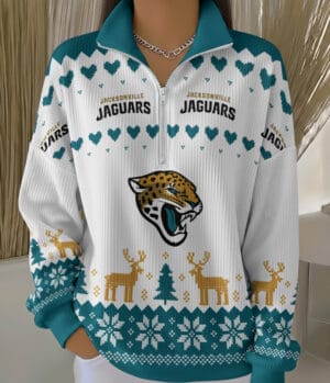 Jacksonville Jaguars 2025 Edition Quarter Zip Corduroy Sweatshirt for Christmas AMCCLG001514
