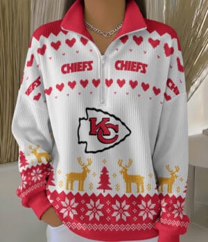 Kansas City Chiefs 2025 Edition Quarter Zip Corduroy Sweatshirt for Christmas AMCCLG001482