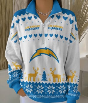 Los Angeles Chargers 2025 Edition Quarter Zip Corduroy Sweatshirt for Christmas AMCCLG001515