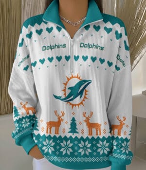 Miami Dolphins 2025 Edition Quarter Zip Corduroy Sweatshirt for Christmas AMCCLG001522