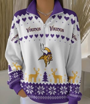 Minnesota Vikings 2025 Edition Quarter Zip Corduroy Sweatshirt for Christmas AMCCLG001470