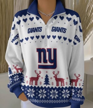 New York Giants 2025 Edition Quarter Zip Corduroy Sweatshirt for Christmas AMCCLG001524
