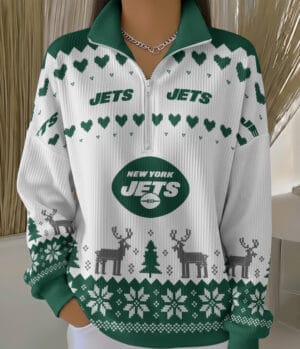 New York Jets 2025 Edition Quarter Zip Corduroy Sweatshirt for Christmas AMCCLG001527