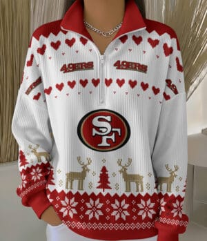 San Francisco 49ers 2025 Edition Quarter Zip Corduroy Sweatshirt for Christmas AMCCLG001493