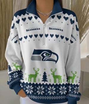 Seattle Seahawks 2025 Edition Quarter Zip Corduroy Sweatshirt for Christmas AMCCLG001452