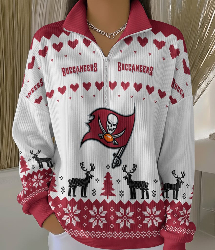 Tampa Bay Buccaneers 2025 Edition Quarter Zip Corduroy Sweatshirt for Christmas AMCCLG001517