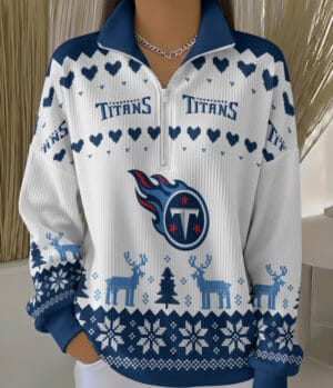 Tennessee Titans 2025 Edition Quarter Zip Corduroy Sweatshirt for Christmas AMCCLG001453