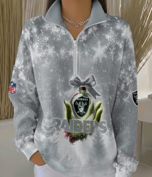 Las Vegas Raiders 2025 Edition Quarter Zip Corduroy Sweatshirt for Christmas AMCCLG001474