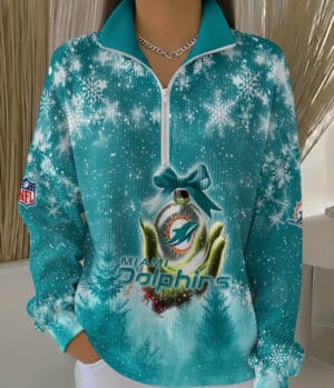 Miami Dolphins 2025 Edition Quarter Zip Corduroy Sweatshirt for Christmas AMCCLG001529