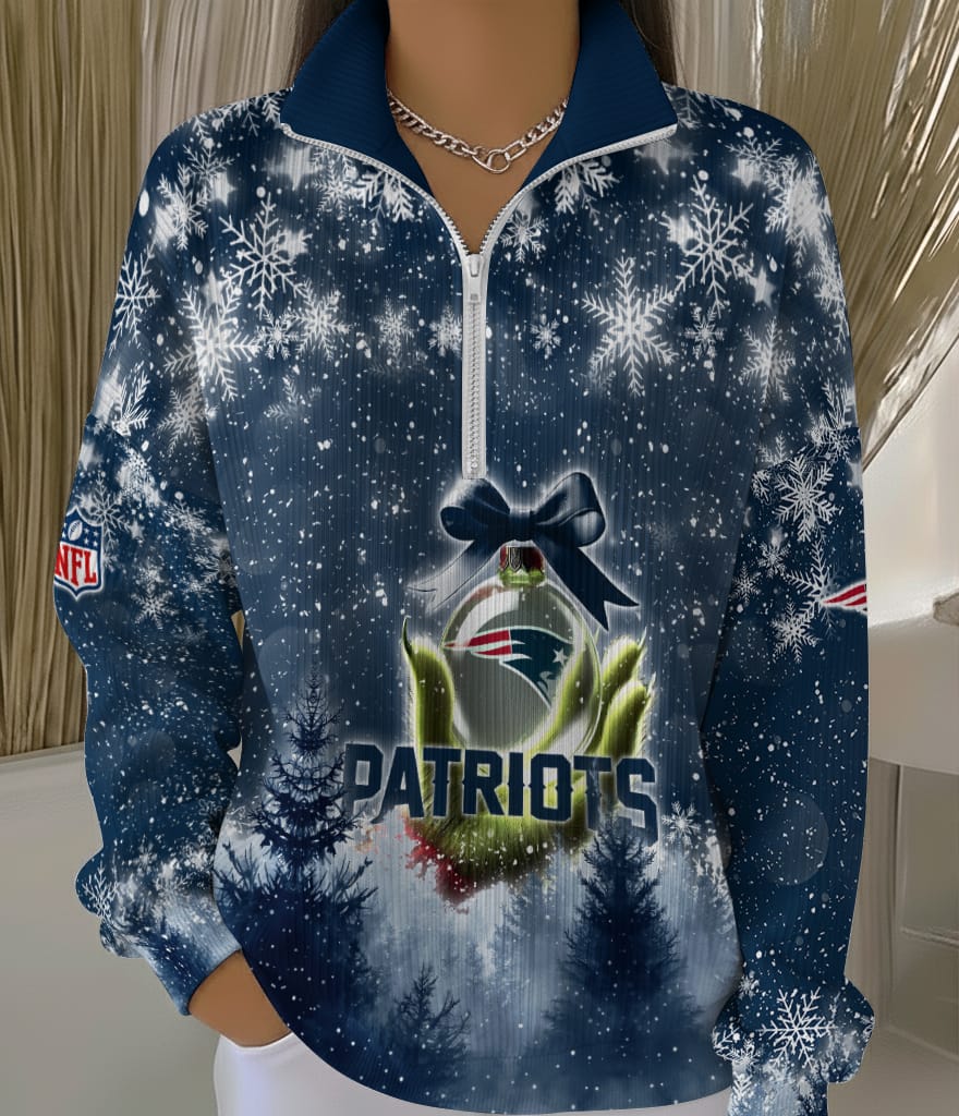 New England Patriots 2025 Edition Quarter Zip Corduroy Sweatshirt for Christmas AMCCLG001520