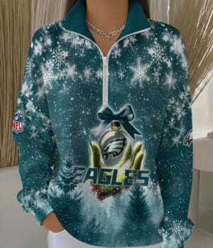 Philadelphia Eagles 2025 Edition Quarter Zip Corduroy Sweatshirt for Christmas AMCCLG001494