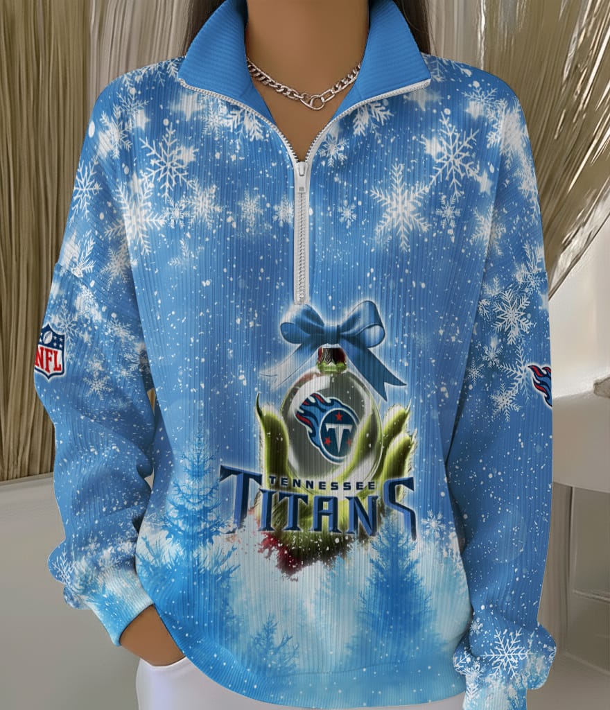 Tennessee Titans 2025 Edition Quarter Zip Corduroy Sweatshirt for Christmas AMCCLG001458