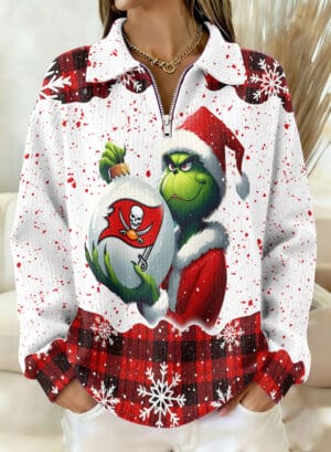 Tampa Bay Buccaneers x The Grinch 2025 Edition Quarter Zip Corduroy Sweatshirt for Christmas AMCCLG001402