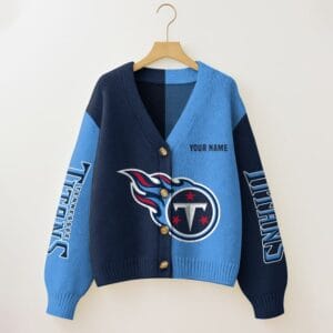 Tennessee Titans Oversized V-Neck Knit Cardigan Custom Any Name AMCCLG001679
