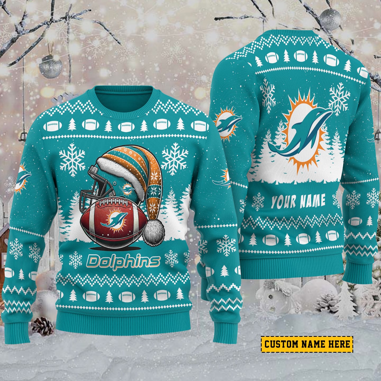 Miami Dolphins Personalized Ugly Christmas Sweater AMCCLG001836