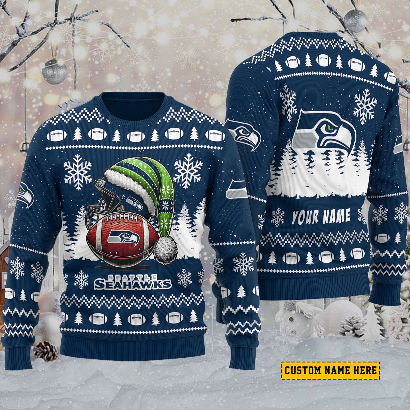 Seattle Seahawks Personalized Ugly Christmas Sweater AMCCLG001860