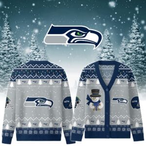 Seattle Seahawks Premium Christmas Knit Cardigan Custom Name AMCCLG001774