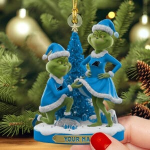 Carolina Panthers x Grinch Christmas Custom Any Name Acrylic Ornament AMCACS000584