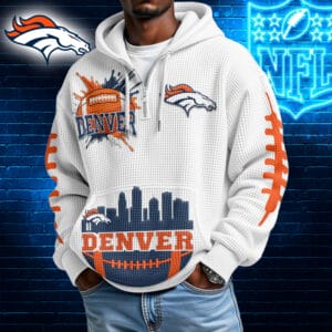 Denver Broncos | Premium NFL Waffle Zipper Long Sleeve Hooded Sweatshirt AMCCLG001634