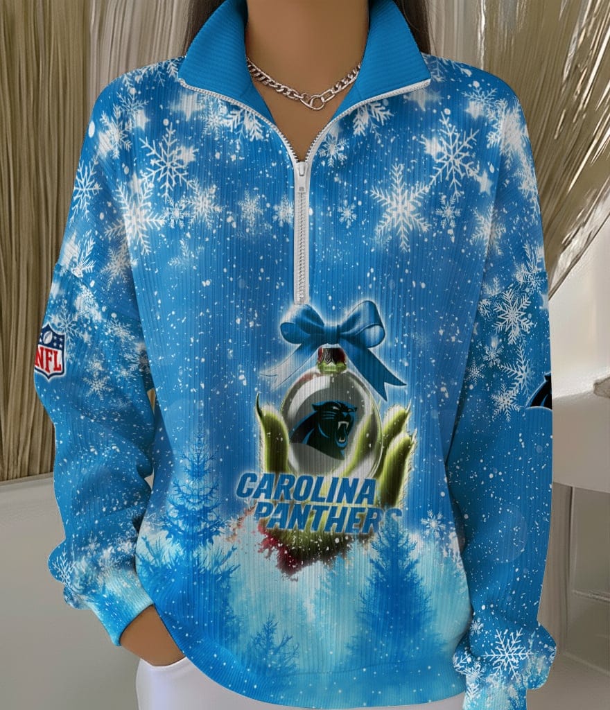 Carolina Panthers 2025 Edition Quarter Zip Corduroy Sweatshirt for Christmas AMCCLG001472