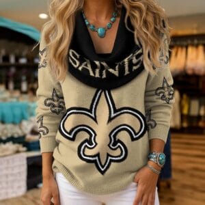 New Orleans Saints Premium Christmas Cowl Neck Sweater AMCCLG001894
