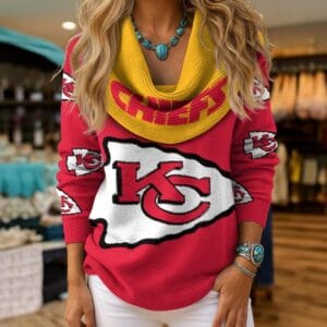 Kansas City Chiefs Premium Christmas Cowl Neck Sweater AMCCLG001887
