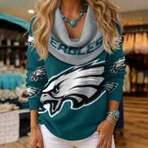 Philadelphia Eagles Premium Christmas Cowl Neck Sweater AMCCLG001897