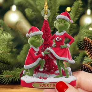 Kansas City Chiefs x Grinch Christmas Custom Any Name Acrylic Ornament AMCACS000595
