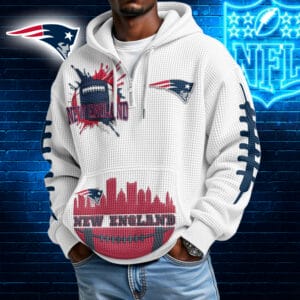 New England Patriots | Premium NFL Waffle Zipper Long Sleeve Hooded Sweatshirt AMCCLG001637