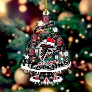 Atlanta Falcons Santa Hat Christmas Tree Ornament AMCACS000517