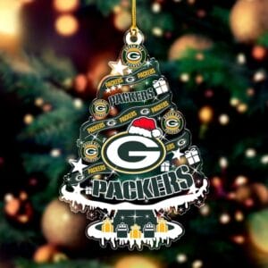 Green Bay Packers Santa Hat Christmas Tree Ornament AMCACS000527