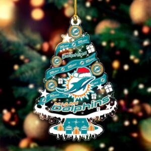 Miami Dolphins Santa Hat Christmas Tree Ornament AMCACS000535