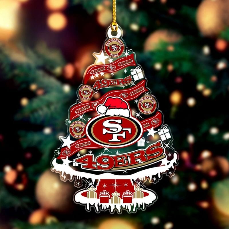 San Francisco 49ers Santa Hat Christmas Tree Ornament AMCACS000543