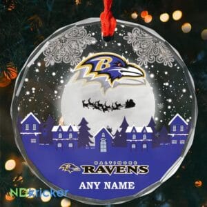 Baltimore Ravens x  Christmas Custom Any Name Glass Ornament AMCACS000614